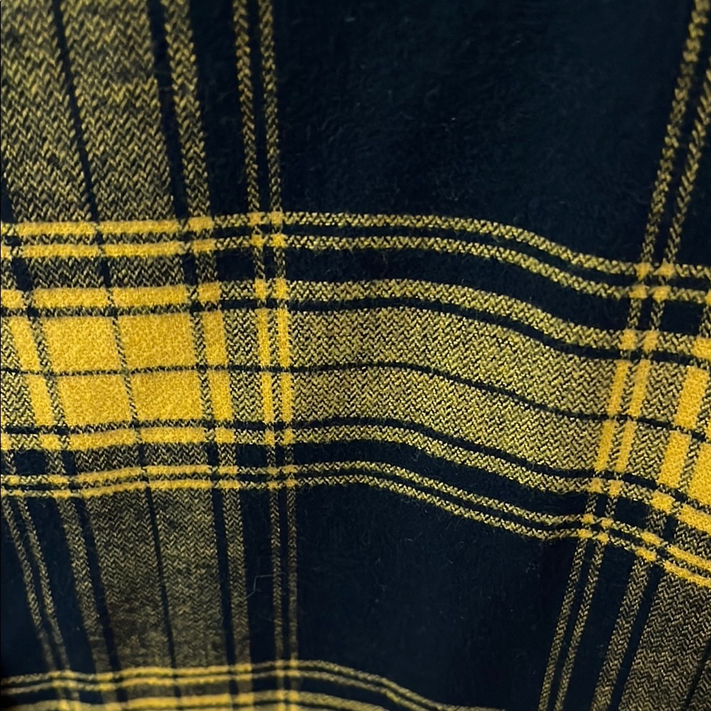 Men's Black and Mustard Plaid Flannel Shirt - Picture 3 of 8